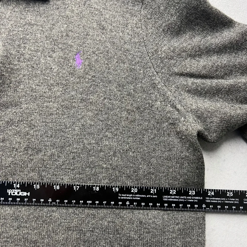 Polo Ralph Lauren Men XXL Gray 100% Lambswool Long Sleeve Polo Sweater Pony Logo